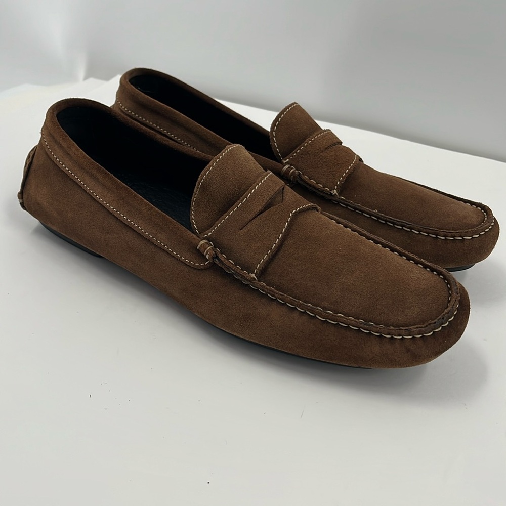 Donald J. Pliner Brown Suede Penny Loafers